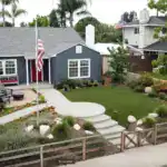 Artificial grass installation by Ecoworkz in Corona, California — combining low-maintenance turf with native plants for a clean, sustainable front yard design.