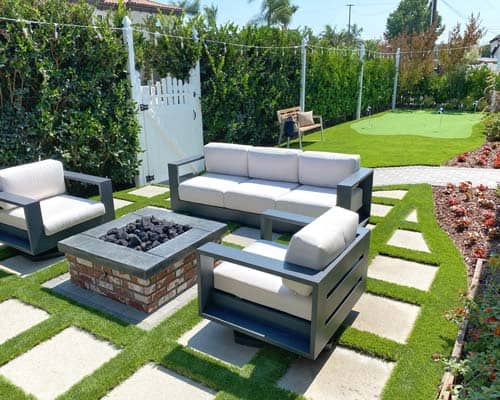 Outdoor living space with fire pit