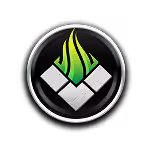 landscaping-company-green-flame-logo Green flame landscaping logo icon representing outdoor design, hardscaping, and modern landscape branding
