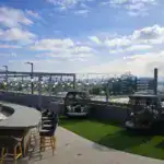 Modern rooftop outdoor living artificial turf hardscape