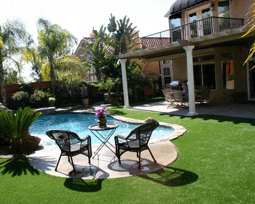 artificial grass around pool