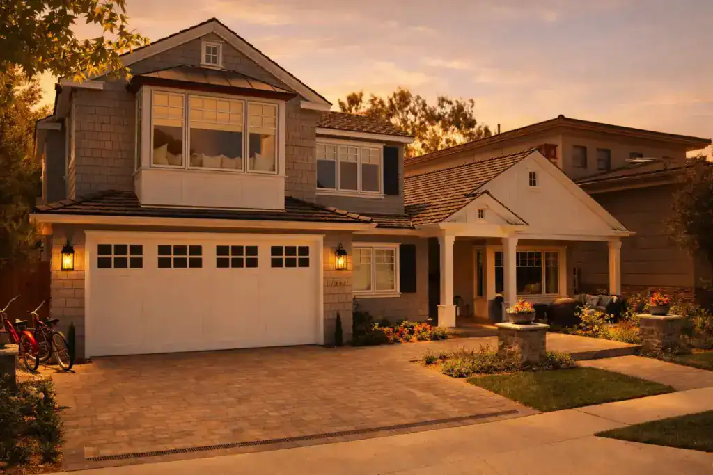 suburban house with paved drive